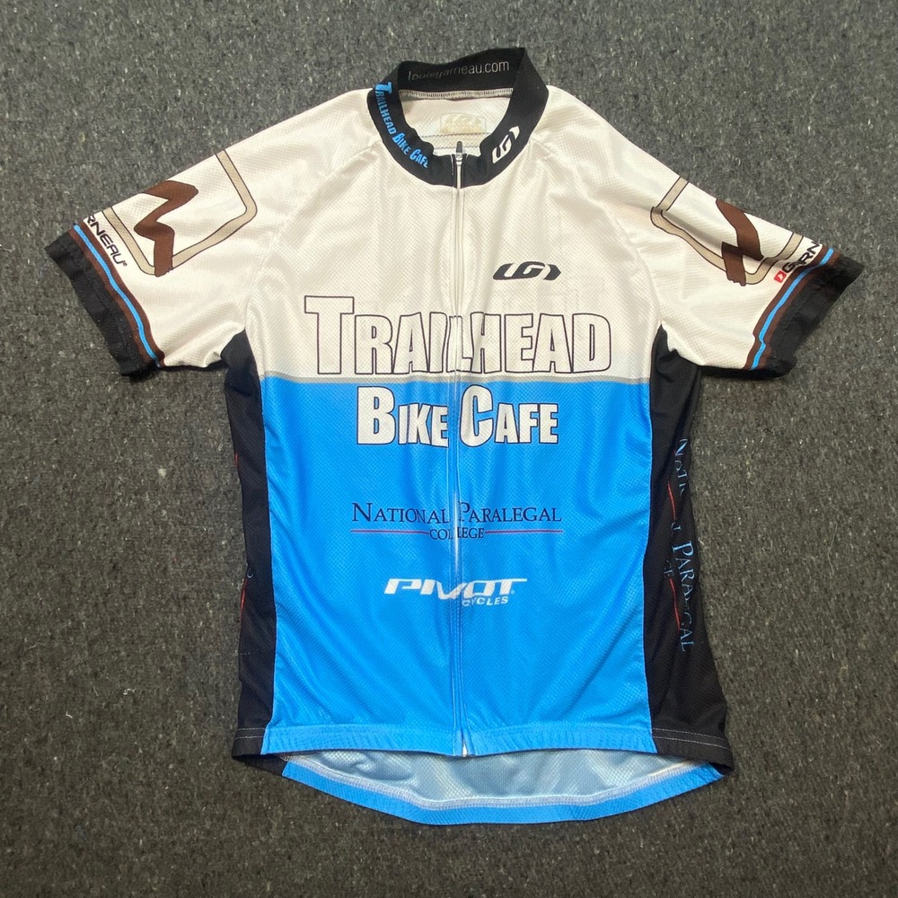 Louis Garneau Cycling Jersey Medium Mens Blue Trailhead Bike Cafe Pivot Cycles